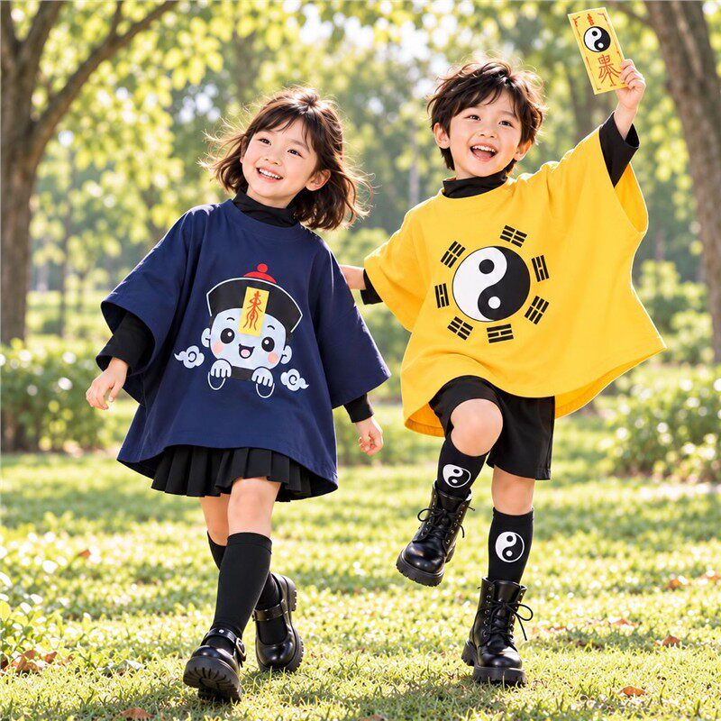 万圣节儿童服装男女童道士僵尸cos服小孩搞怪捣蛋鬼派对表演装扮
