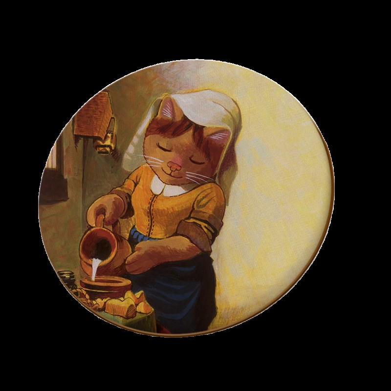 圆形椅垫椅子餐椅实木鼓凳坐垫圈椅藤椅牛角椅温莎椅猫咪印花垫子