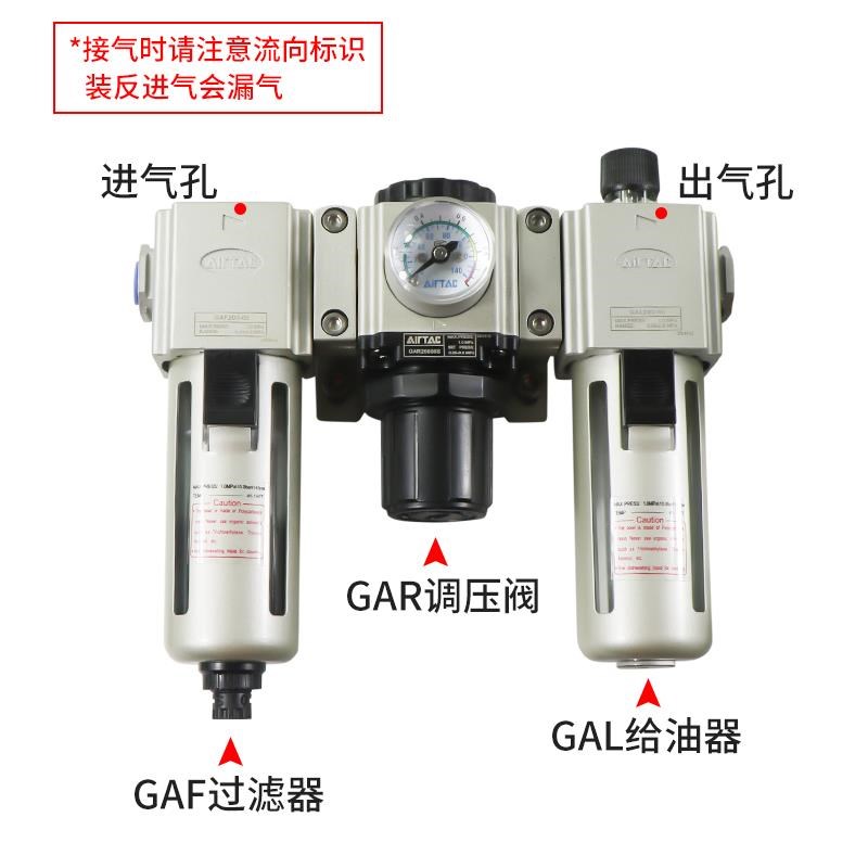 亚德客三联件空气调压过滤器GAC20006S/30008/40010 15/600-20/25