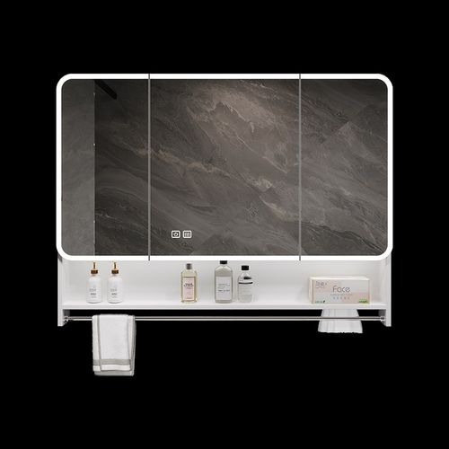 80高加厚太空铝柜单独挂墙式智能浴室镜柜收纳镜子带美妆架抽纸孔