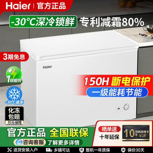 海尔200升家用冷冻柜一级能效