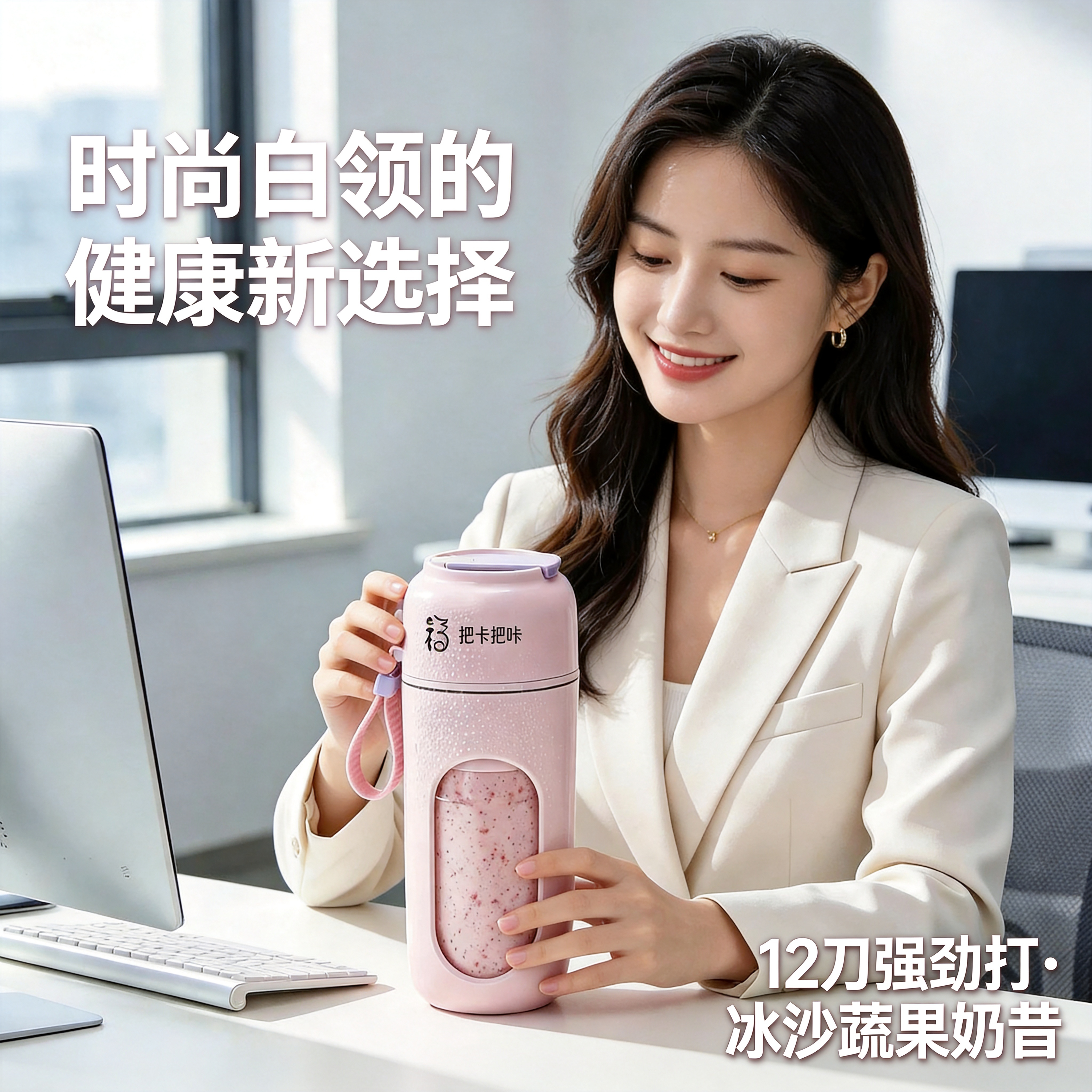 便携式水果榨汁机无线炸蔬果家用辅食运动代餐电动碎冰精致奶昔杯
