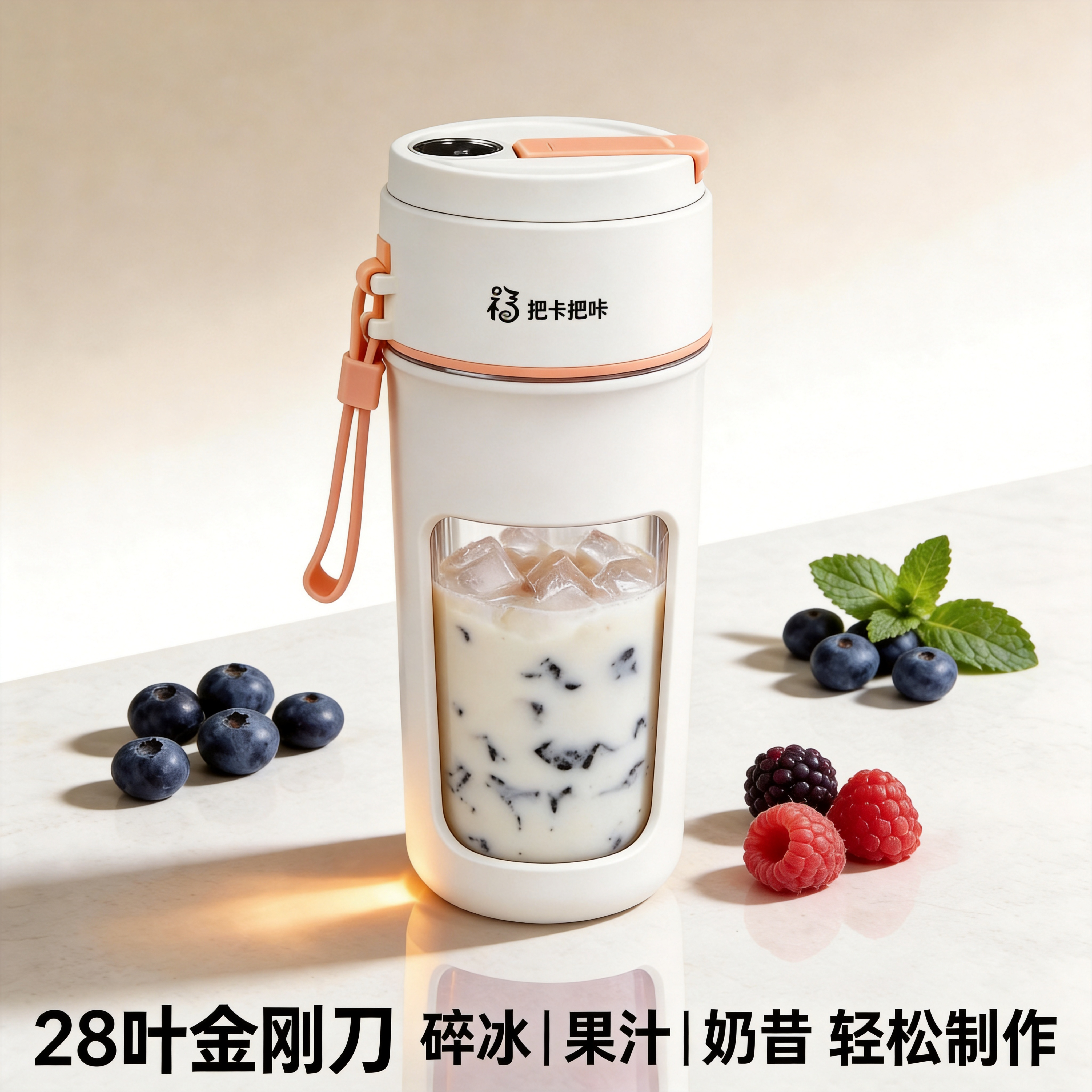 便携碎冰果汁杯无线破壁榨汁机家用炸水果运动代餐电动数显奶昔杯