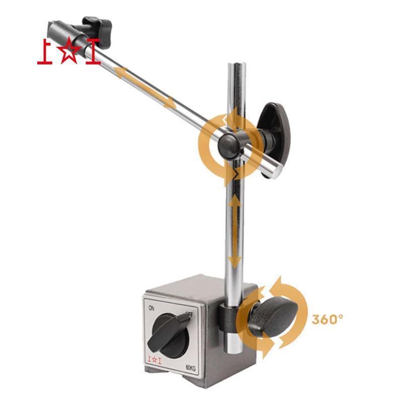 上海上工杠杆百分表架测量底座微调机械活动立柱磁性表座