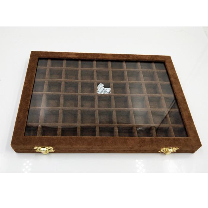 绒布大号珠宝箱美甲饰品展示盒带玻璃盖子珠宝小饰品收纳盒