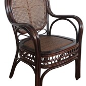 印尼玛瑙藤编织深色仿古带扶手靠背椅简约款 阳台客厅休闲桌椅套装