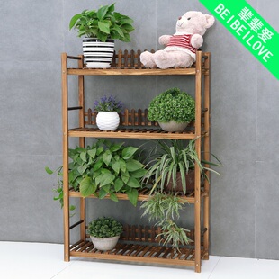 防腐实木客厅阳台花架子多肉绿萝架室内铁艺爬藤架植物种植花盆架