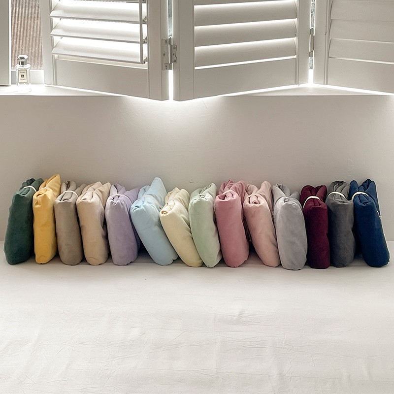 冬季床单单件加厚天鹅绒短毛绒简约纯色床罩床笠枕套三件套抗静电