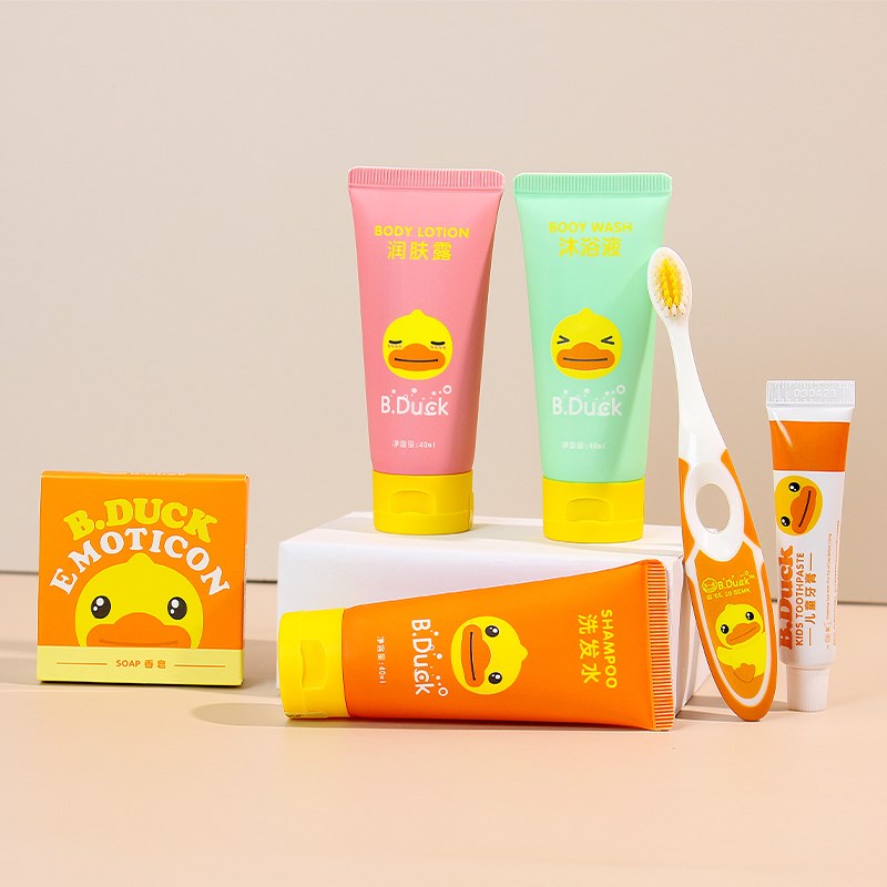 儿童一次性牙刷牙膏套装酒店民宿专用小黄鸭卡通软毛洗漱用品