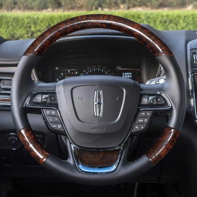 林肯Z大陆 航海家 MKC MKZ冒险飞行家改装桃木纹手缝真皮方向盘套