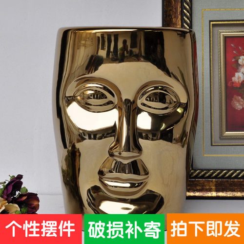 创意脸谱人脸瓷凳 陶瓷鼓凳绣墩人面凳子酒店软装摆件 设计师家具