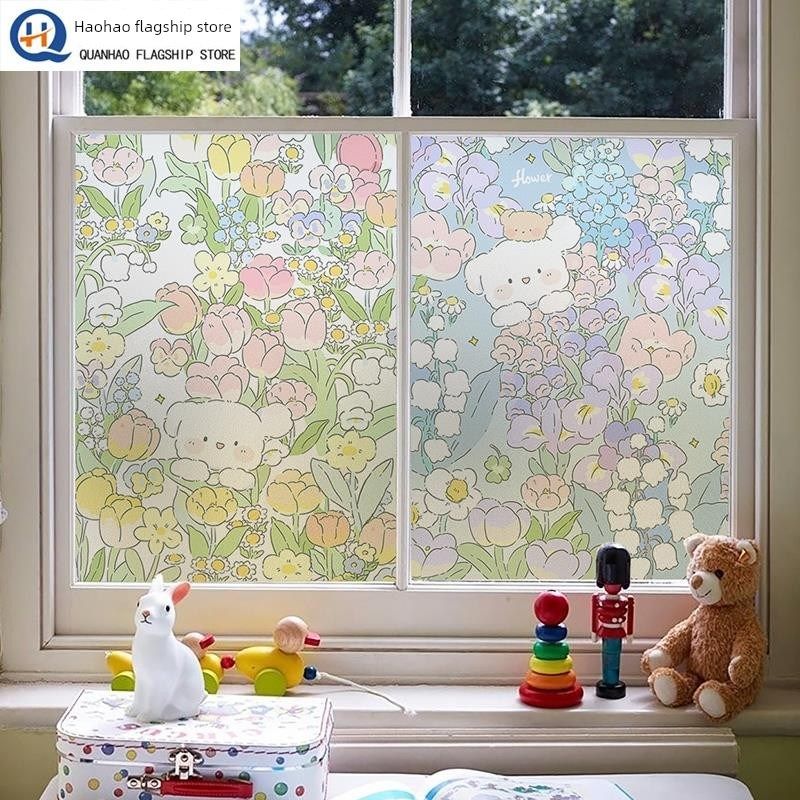 磨砂玻璃贴纸半透明不透明浴室化妆室窗户贴花防光和防窥视窗户遮