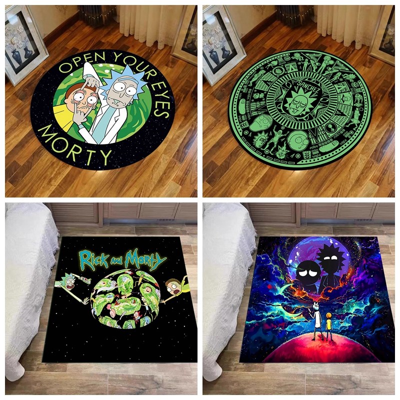 瑞克和莫蒂Rick And Morty卡通地毯卧室床边电脑转椅圆形防滑地垫