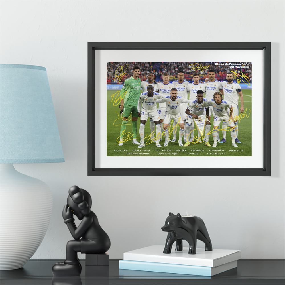 2022年皇马欧冠首发合影实木装饰相框照片墙桌摆挂框摆件酒吧壁画图片