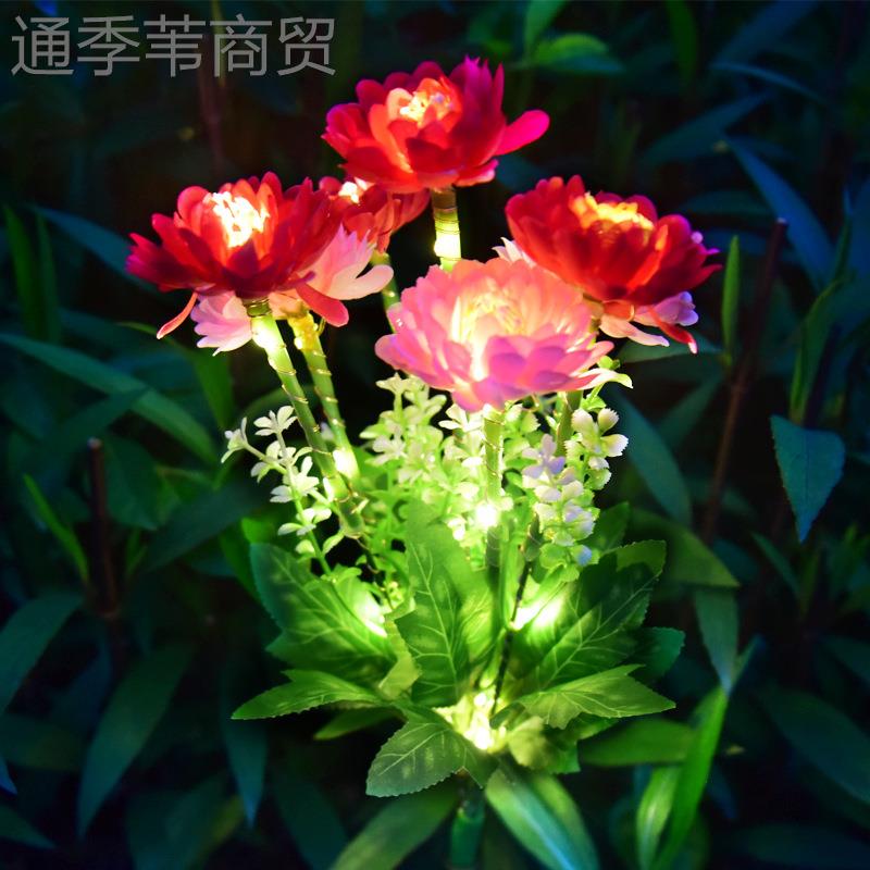 新款太阳能院雪花灯ED仿真L7头莲绢布雪莲花地插XY-MDH22灯庭装饰