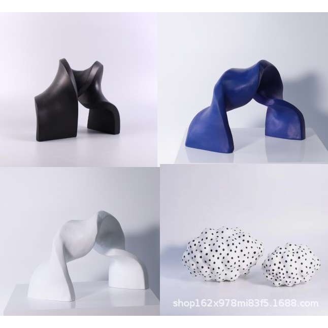 创意几何绳结树脂摆件样板房售楼处桌面书柜书架工艺品软装摆设