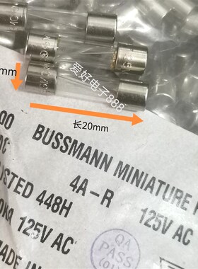 BUSSMANN 进口玻璃保险丝管4A 125V 5X20保险丝4A-R