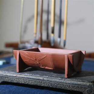 紫砂花盆长方形盆景盆仿古竹节竹段竹子创意桌面盆栽手工小盆仿生