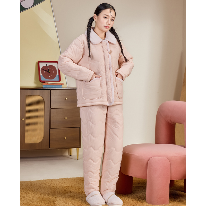 品册冬季女款三层羽绒夹棉珊瑚绒