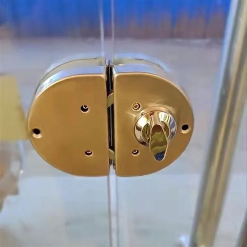 玻璃门锁双门单门免开孔商铺玻璃锁地锁推拉双开门锁具插销无框锁