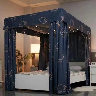 家用 高档床幔蚊帐加密纱防蚊防尘挡风保暖落地支架一体公主风新款