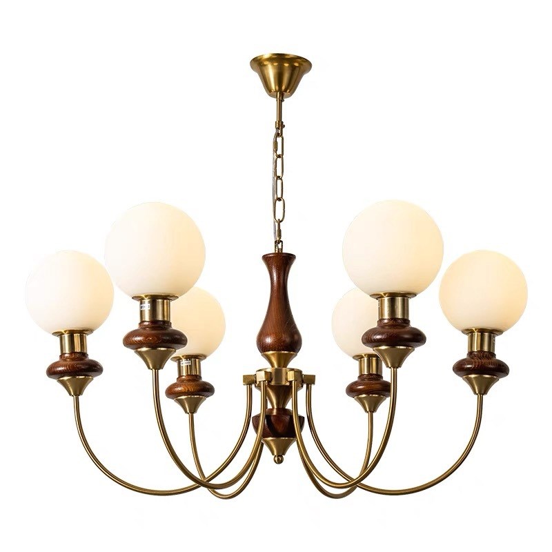 法式中古风美式实木卧室餐厅魔豆吊灯客厅书房衣帽间美式复古灯具