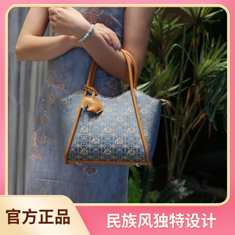 广西非遗壮锦纹菜篮子手提包图片