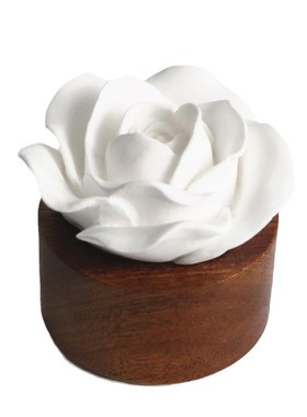 室内香氛精油石创意家居香薰木底座石膏玫瑰花车载扩香石摆件