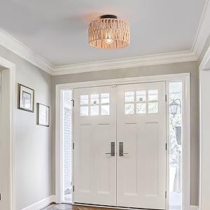 吸顶灯编织麻绳吸顶灯客厅餐厅灯卧室过道吧台简约美式复古天花灯