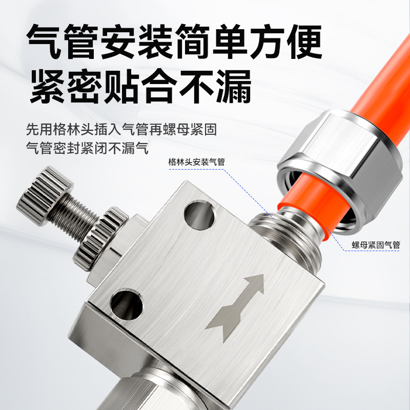 铜气管快拧接头调速单向限流气缸金属气动快拧节流阀SL6-01/8-02