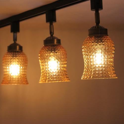 北欧极简日式导轨简约复古怀旧民宿吧台玄关入户铜玻璃智能轨道灯