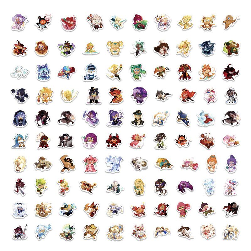 100张饼干人王国游戏卡通趣味贴纸DIY涂鸦手账本笔记本平板保温杯