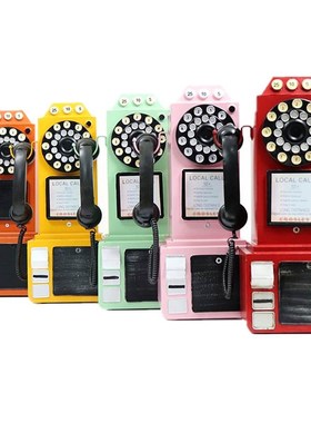 复古老式电话机电话亭创意摆件欧式风格店铺橱窗酒吧软装墙面挂件