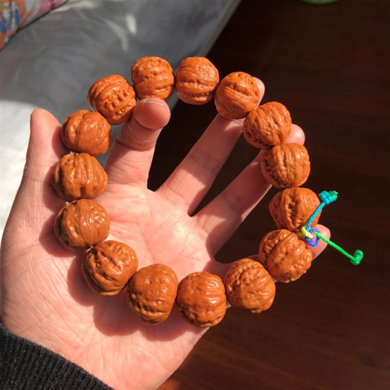 已包浆野生山核桃手串京八棱文玩把件精选老树正圆深纹矮桩小核桃