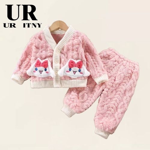 【2折专区】折扣店撤柜2024秋冬款中小童法兰绒加厚保暖睡衣套装