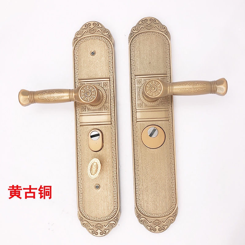 欧式大门锁铝合金房门锁防盗门锁双门对开??门把手加厚铝合金面板