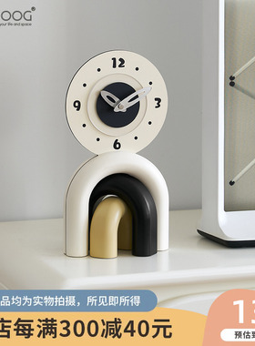 EMITDOOG奶油风客厅卧室座钟装饰品家居入户玄关电视柜桌面摆件