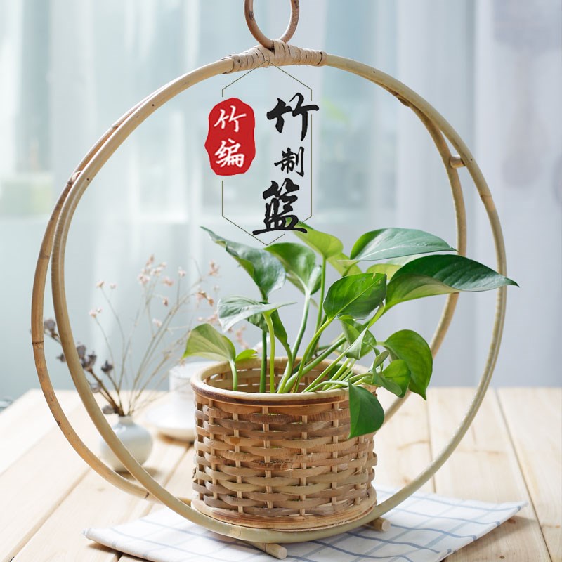 金成泽广西传统纯手工编织工艺品藤编手提篮园艺花篮插花花容花器