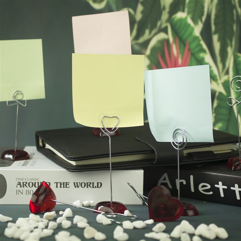 10件套树脂爱心底座创意便条夹,婚庆家居照片夹,情人节情侣礼品