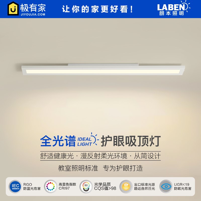 简约长条过道走廊吸顶灯全光谱护眼高显指无频闪玄关衣帽间阳台灯