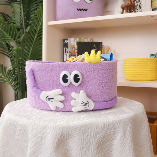 怪兽收纳筐桌面零食玩具收纳篮儿童毛绒整理箱杂物篮大容量宠物窝