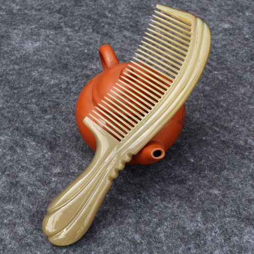 天然牛角梳子精品加厚手工雕花梳密齿头皮按摩家用大号长20CM