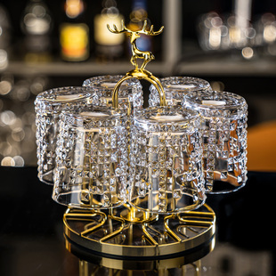 水晶玻璃杯子高级感酒樽家用带收纳架轻奢 威士忌洋酒杯套装