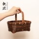 纯手工竹编紫竹提篮手提篮子收纳筐传统复古竹艺水果篮客厅用家用