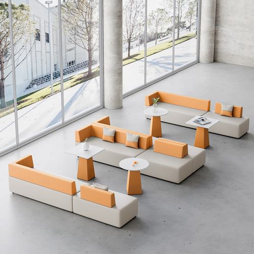 办公室创意简约商务前台接待培训机构休闲休息等候区沙发茶几组合
