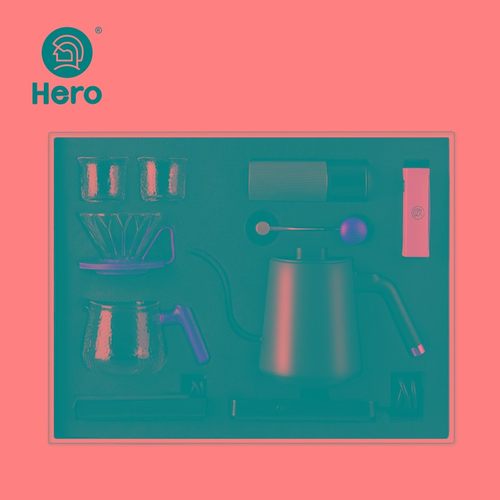 Hero甄享版手冲咖啡壶套装手摇磨豆机滴漏咖啡滤杯温控壶手冲礼盒
