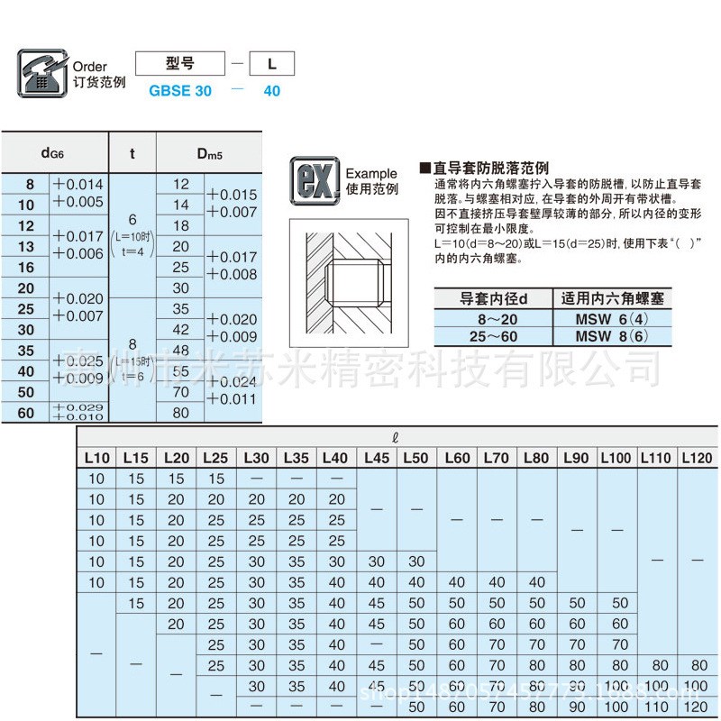 G50-80/90/100/110/120 代替米思米MISMI直导套(油槽型)