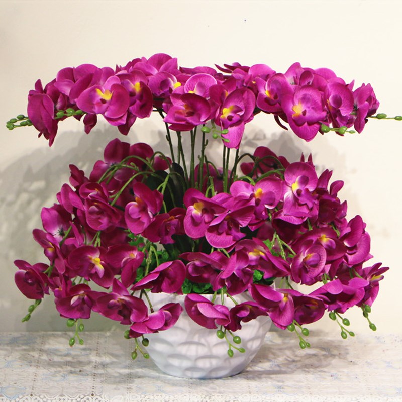 包邮蝴蝶兰花艺盆栽仿真干花套装饰假花绢花客厅餐桌摆设摆放花卉