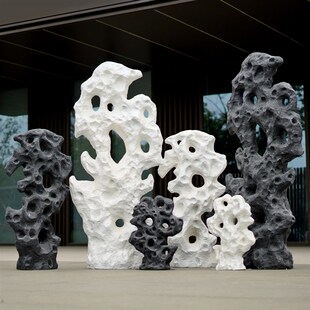 别墅庭院中式园林造景玻璃钢仿真太湖石窟窿石风景观赏石头雕塑