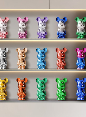 电镀暴力熊潮流网红熊轻奢家居饰品酒柜摆件客厅电视柜小公仔装饰